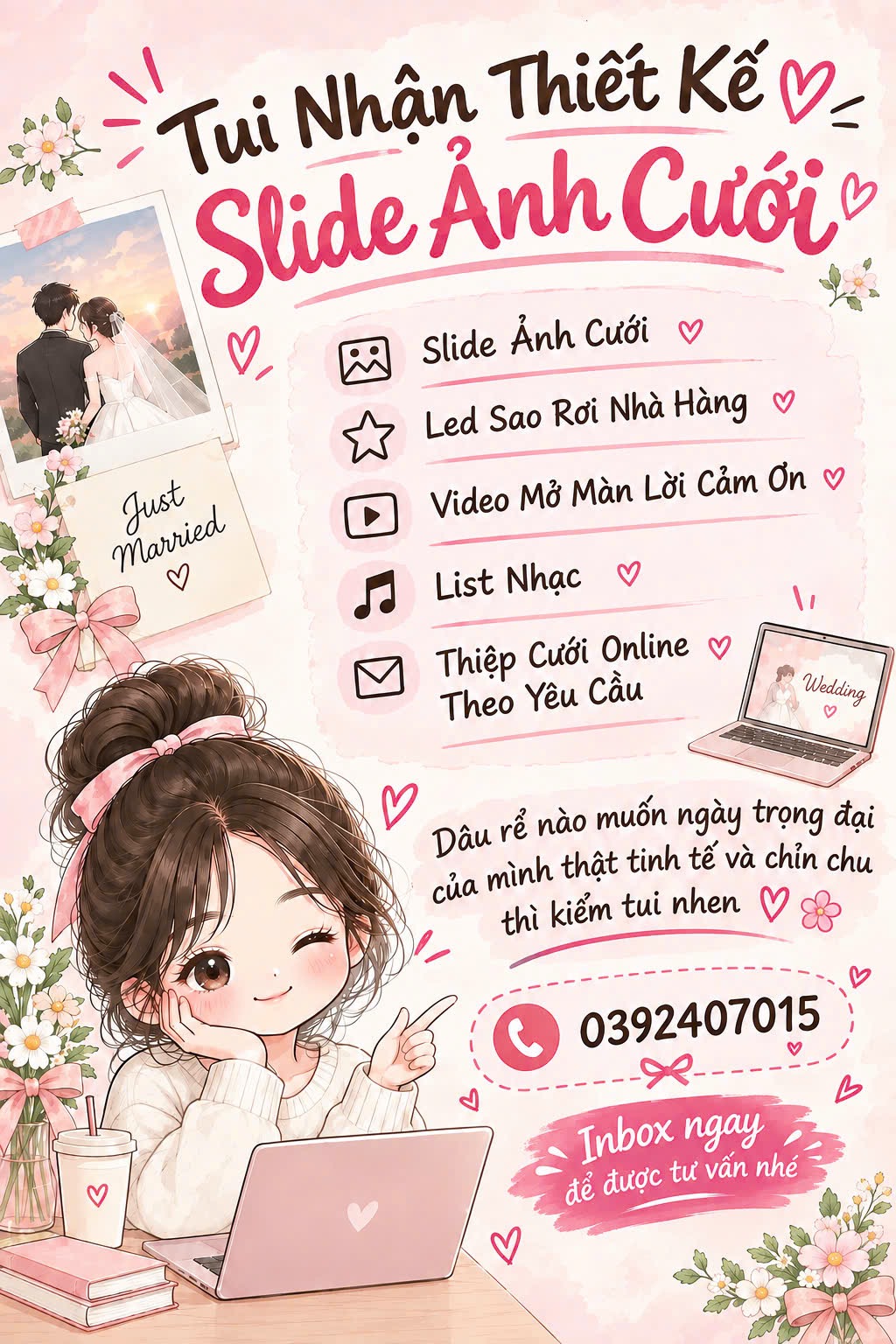 Poster dịch vụ thiết kế slide ảnh cưới